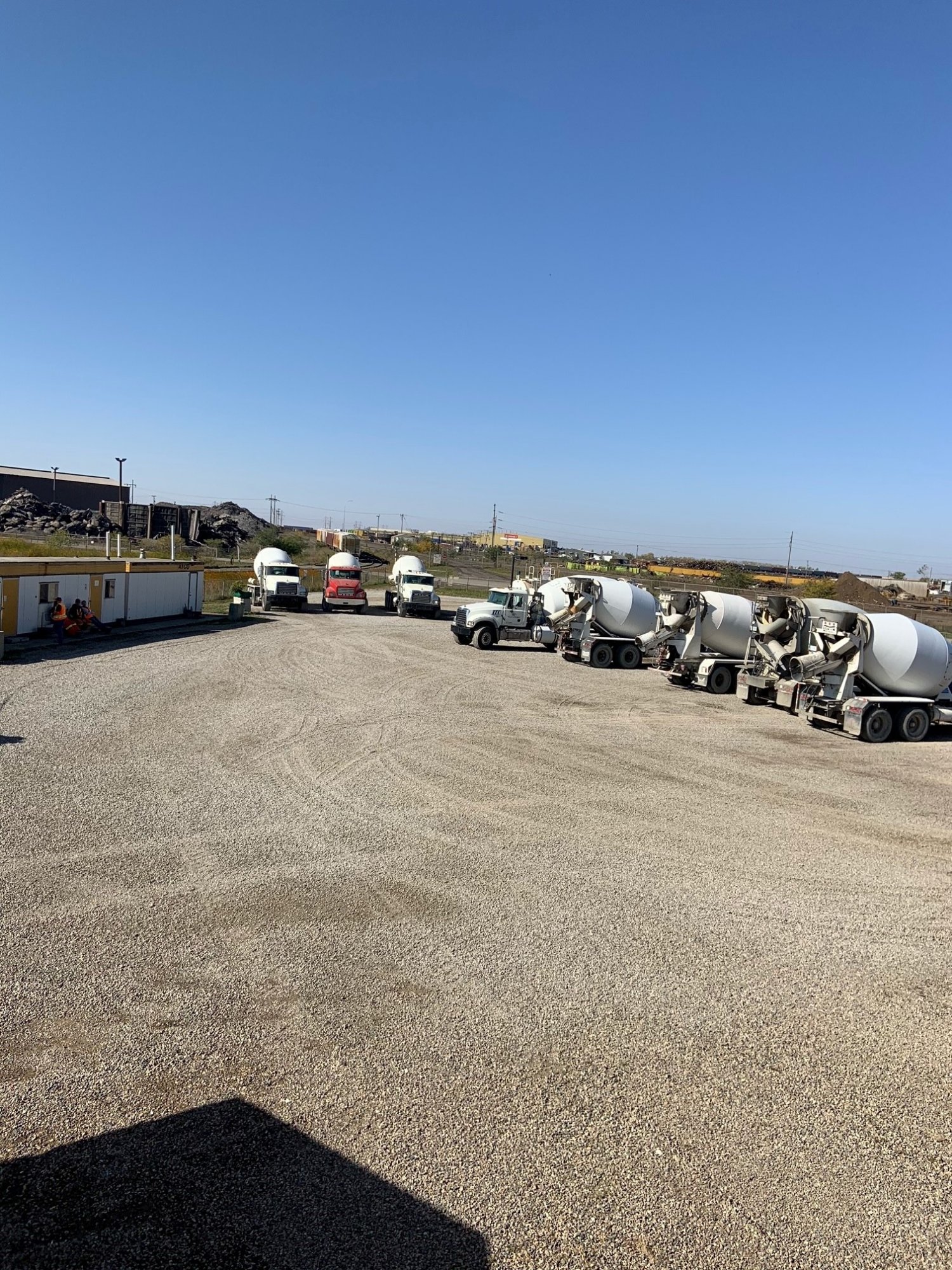 Concrete trucks on site
